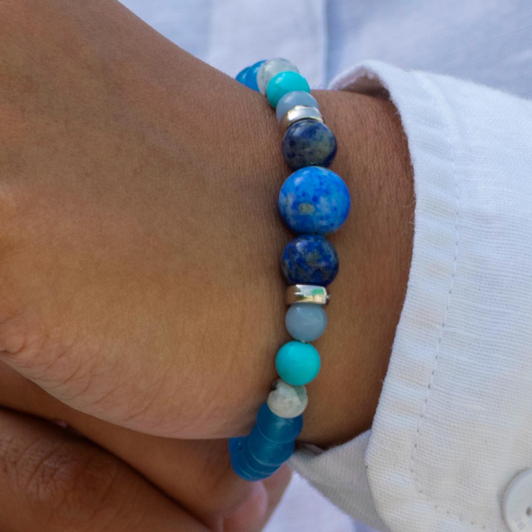 Turquoise crystal bracelet in silver – 1pc - Moksa