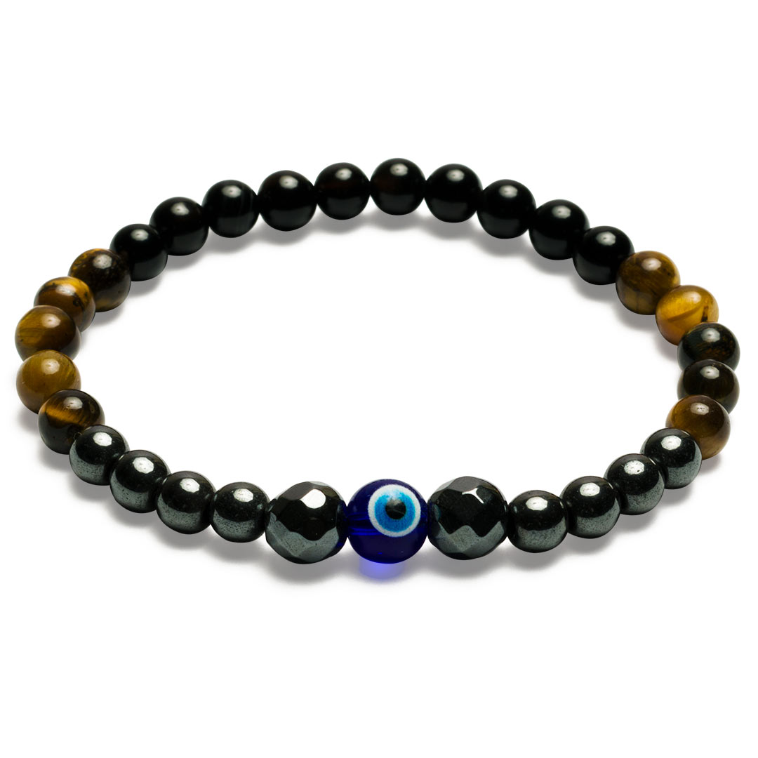 Buy KITREE PROTECTION CRYSTAL BRACELET 8MM ROUND WITH BUDDHA CHARMS FOR  UNISEX (STONE - TIGER'S EYE, BLACK TOURMALINE, HEMATITE) (MULTI COLOR) at  Amazon.in